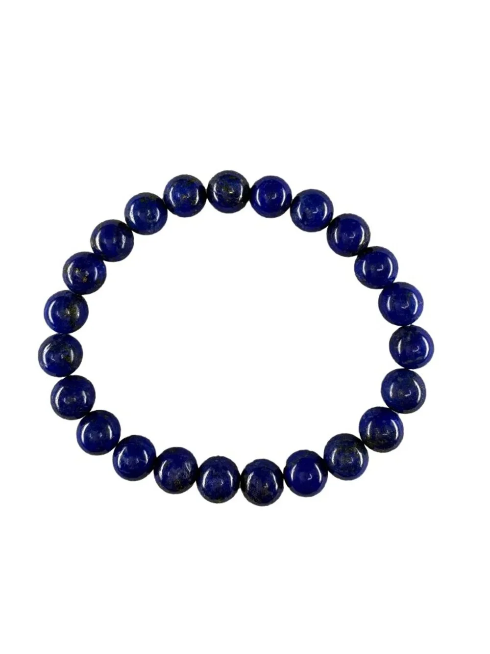 Natural Lapis Lazuli Bead Bracelet 8mm Deep Blue Gemstone Certified 19.17g
